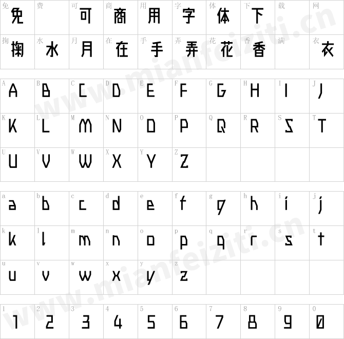 廻想体 ネクストKaiso-Next-B.otf的字体映射预览图