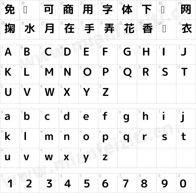 日文字体Rounded Mgen  1p bold.ttf的字体映射预览图