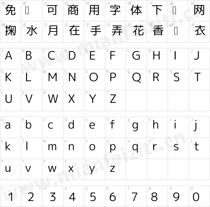 日文字体Rounded Mgen  1p regular.ttf的字体映射预览图