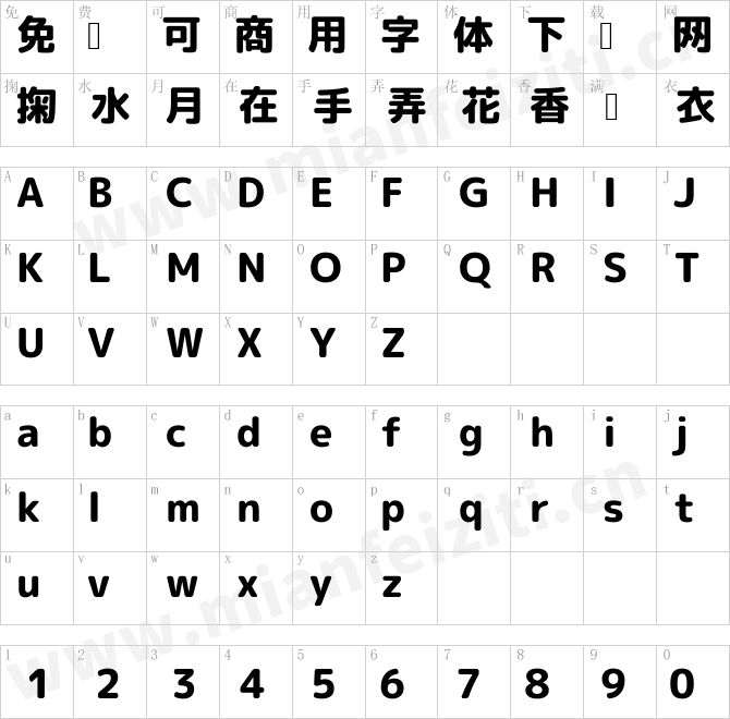 日文字体Rounded Mgen  1p heavy.ttf的字体映射预览图