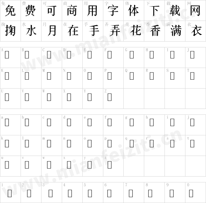 流体Liu ti.ttf的字体映射预览图