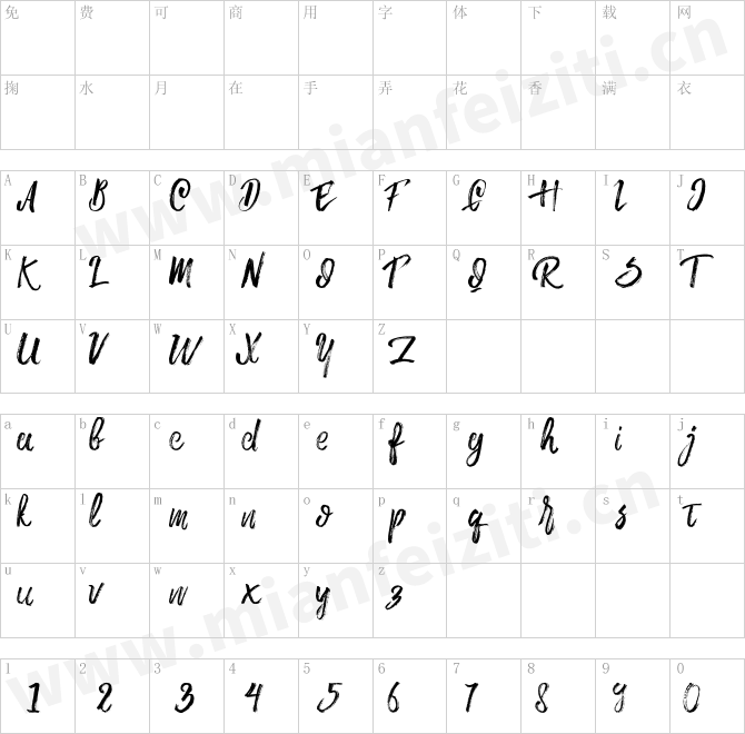 Rowo Typeface.ttf的字体映射预览图