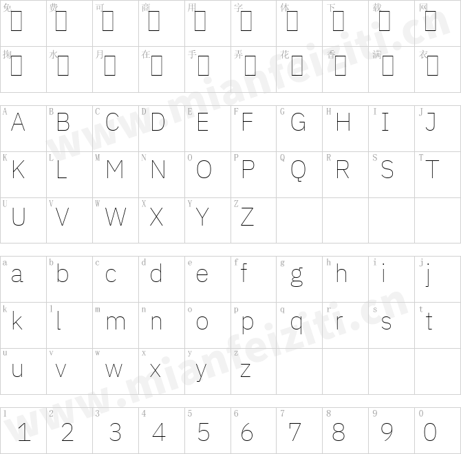 IBMPlexSansThai-Thin.ttf的字体映射预览图