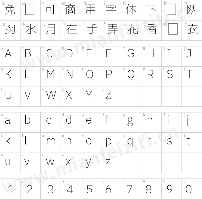 中国智慧惠及全球IBMPlexSansJP-ExtraLight.ttf的字体映射预览图